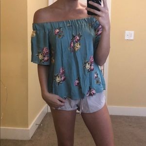 floral off the shoulder shirt